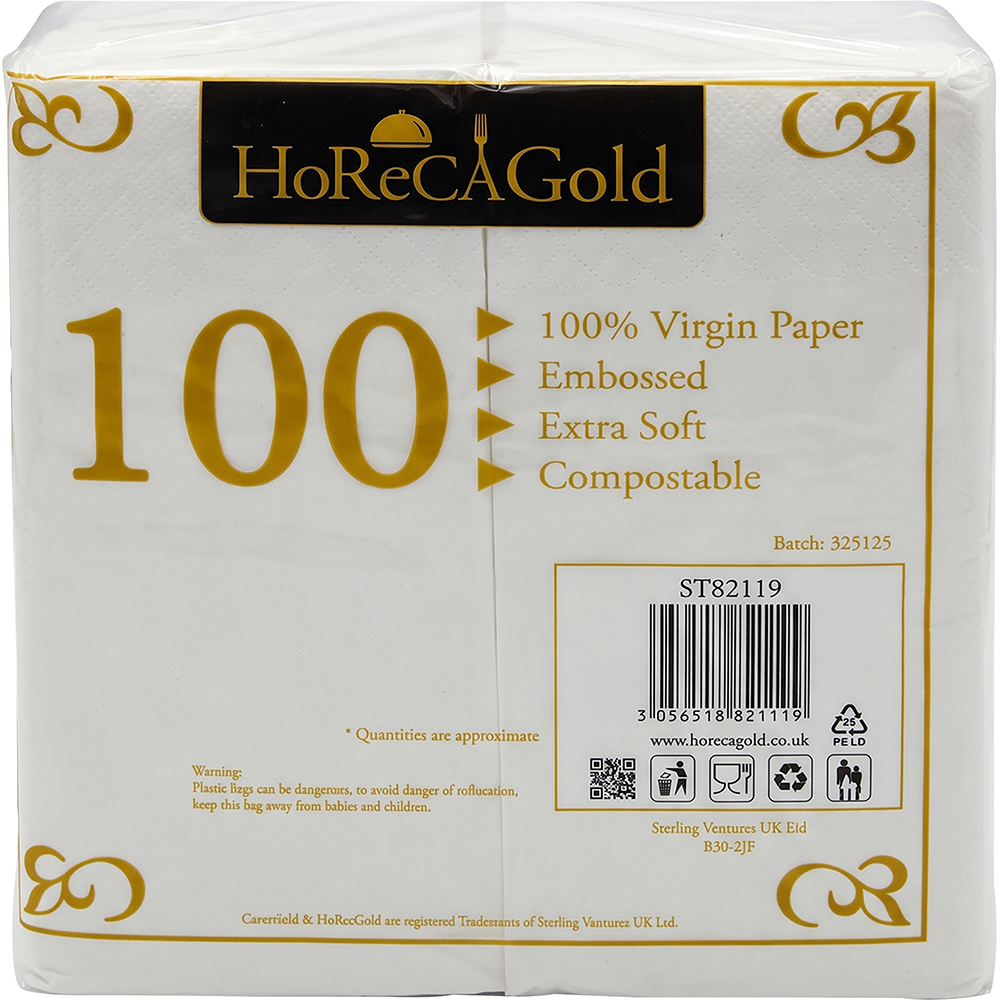 Dinner Napkins 2 Ply 40x40cm White 1/8 Fold 250 Pack