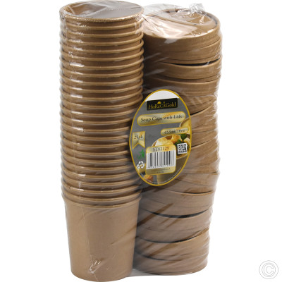 Microwavable Kraft Soup Cups With Lids 453ml (16oz) 25 Pack