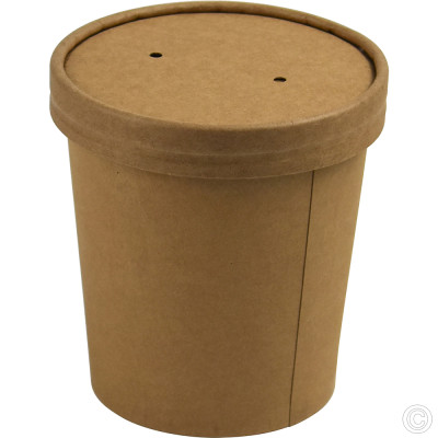 Microwavable Kraft Soup Cups With Lids 453ml (16oz) 25 Pack