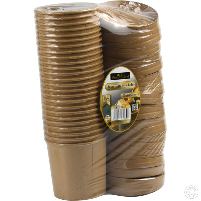Microwavable Kraft Soup Cups With Lids 795ml (28oz) 25 Pack
