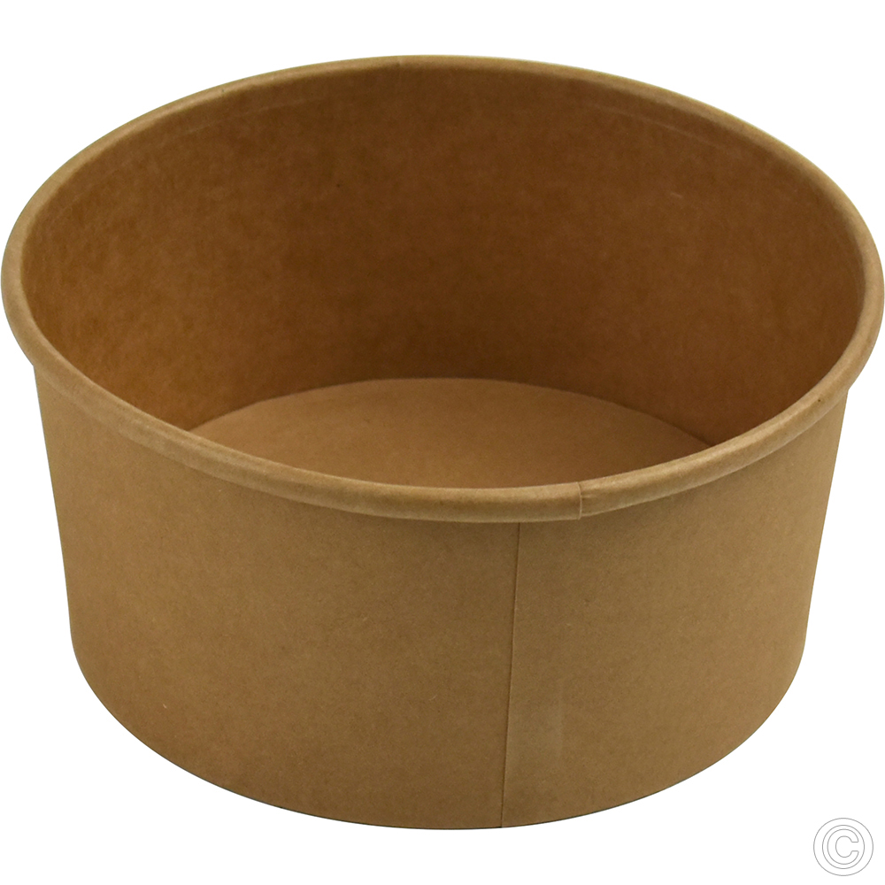 Compostable Round Salad Bowl Kraft 1000ml/35oz 50 Pack