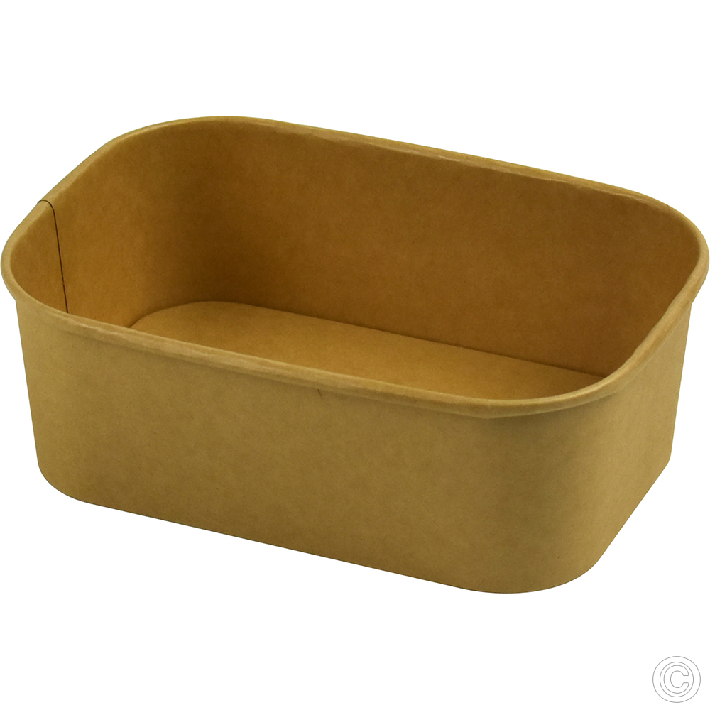 Recyclable Microwavable Kraft Food Container With PET Lid Rectangle 750ml (26oz) 25 Pack Kraft Food Containers image
