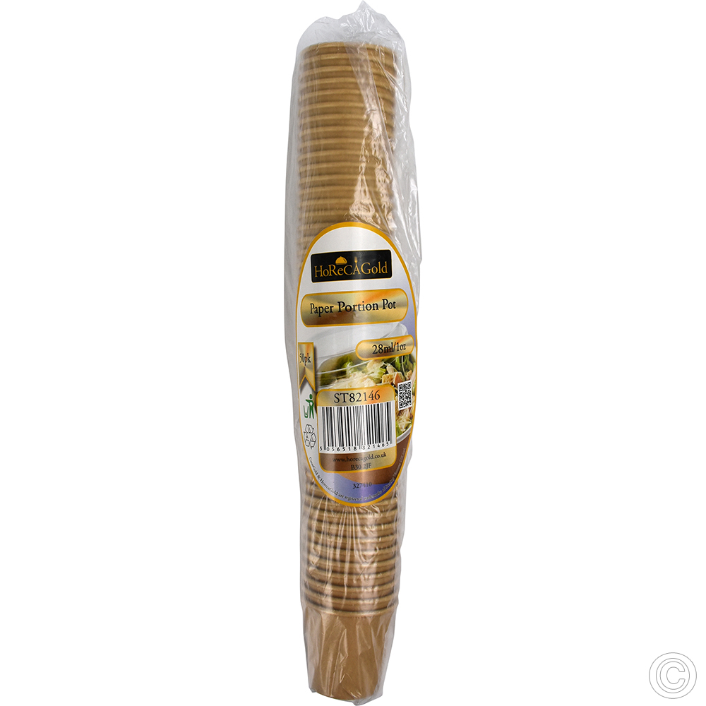 Paper Portion Pot Kraft 28ml/1oz 50 Pack