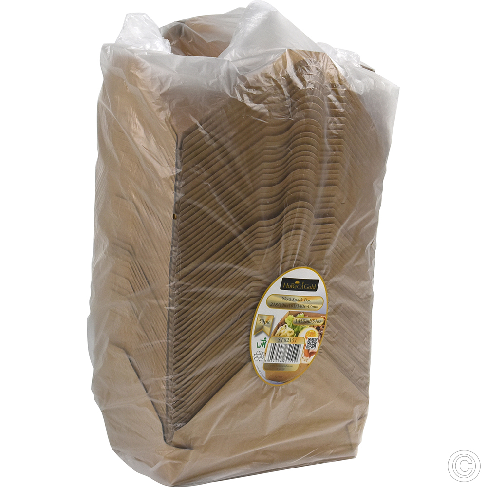 No.2 Kraft Snack Box Brown 1450ml/51oz 50 Pack