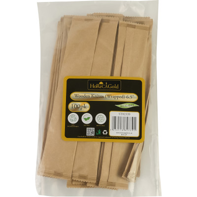 Compostable Wooden Knife (Wrapped) 100 Pack