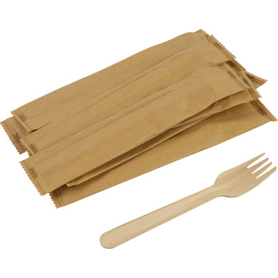 Compostable Wooden Fork (Wrapped) 100 Pack