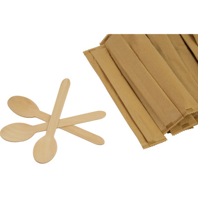 Compostable Wooden Dessert Spoon (Wrapped) 100 Pack