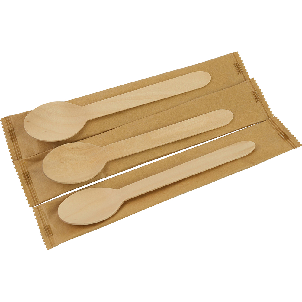 Compostable Wooden Dessert Spoon (Wrapped) 100 Pack