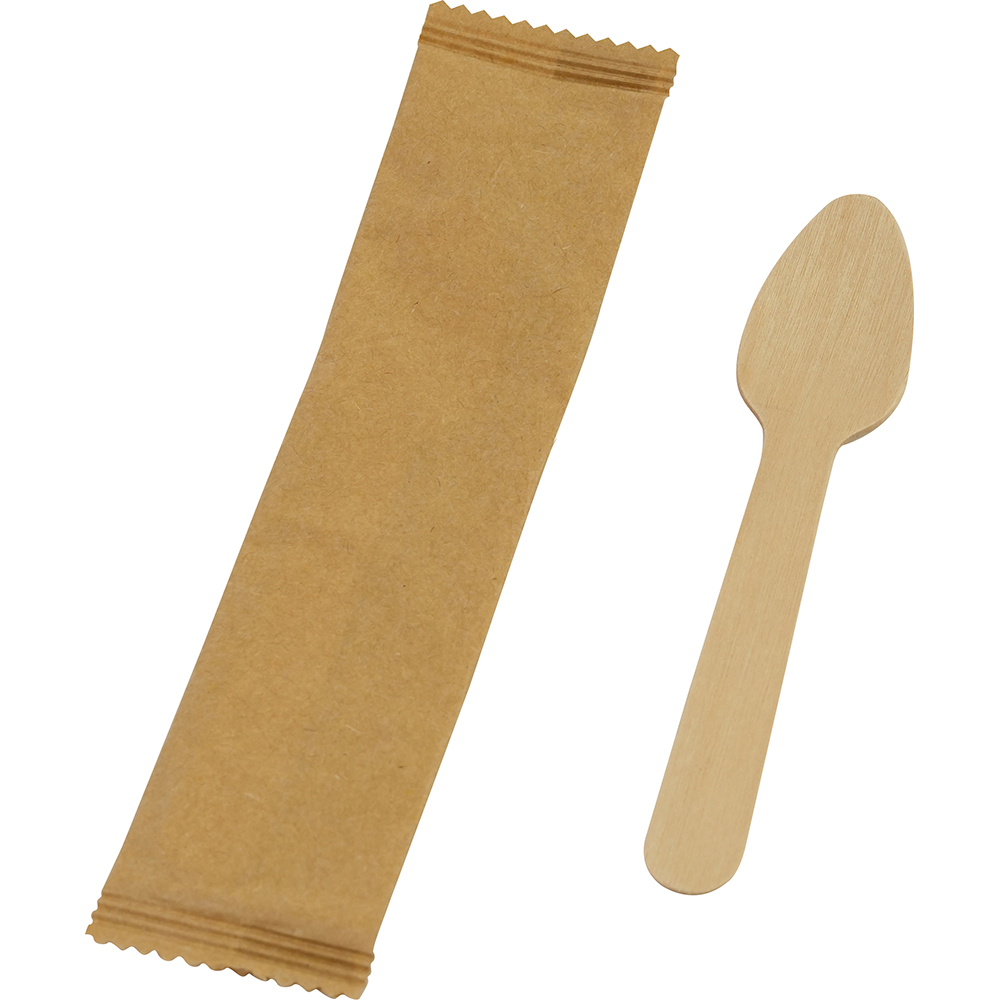 Compostable Wooden Teaspoon (Wrapped) 100 Pack