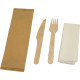 Compostable Wooden Cutlery Kit 3/1 ( Fork + Knife + 2 Ply Napkin) 50 Pack Cutlery image