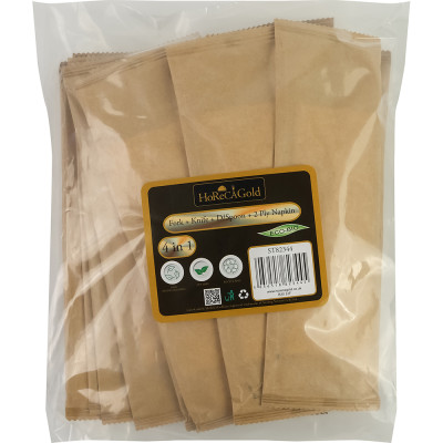 Compostable Wooden Cutlery Kit 4/1 (Fork + Knife + Spoon + 2Ply Napkin) 50 Pack