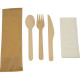 Compostable Wooden Cutlery Kit 4/1 (Fork + Knife + Spoon + 2Ply Napkin) 50 Pack Cutlery image