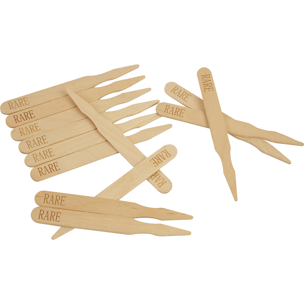 Compostable Wooden Steak Marker 90mm Rare 100 Pack Wooden Serveware image