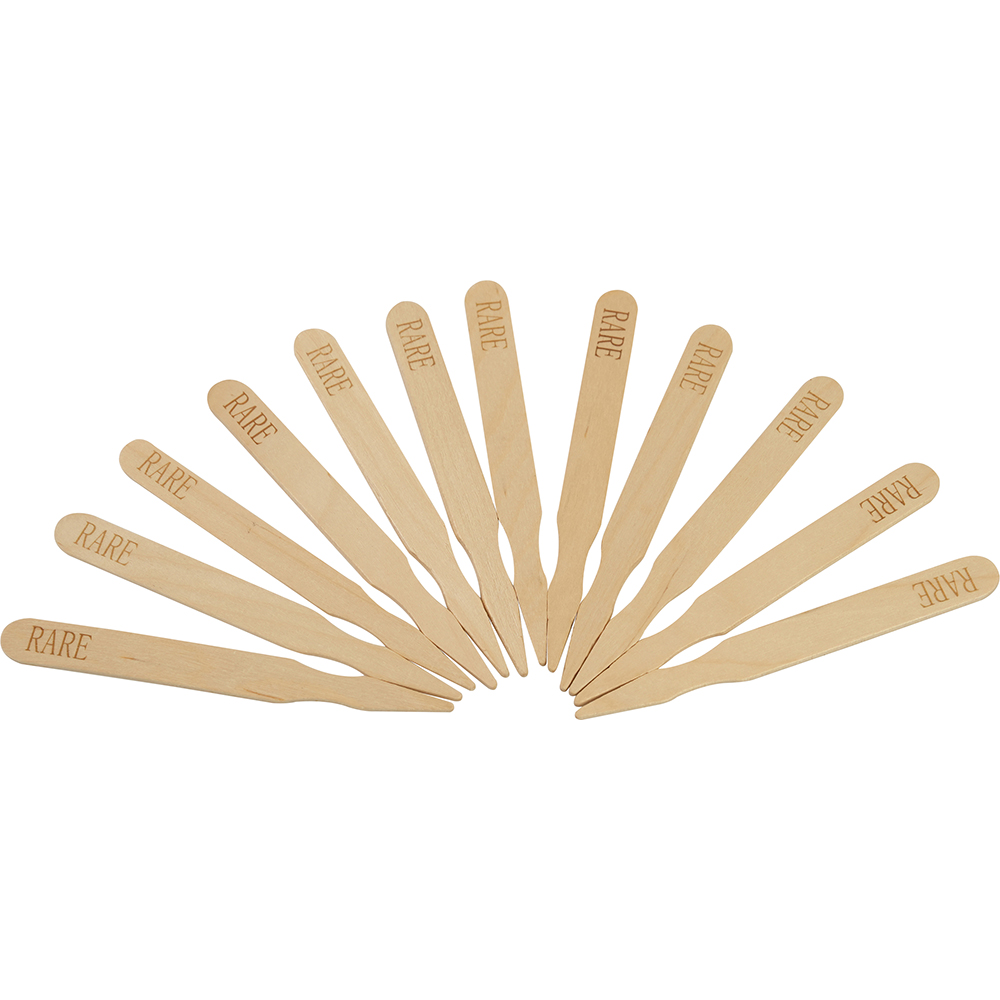 Compostable Wooden Steak Marker 90mm Rare 100 Pack Wooden Serveware image