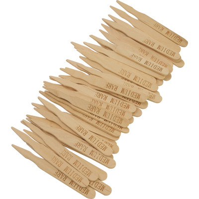 Compostable Wooden Steak Marker 90mm Medium Rare 100 Pack