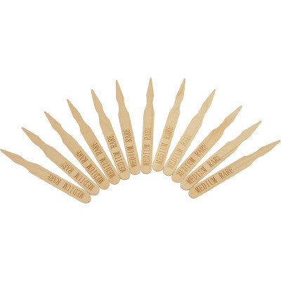 Compostable Wooden Steak Marker 90mm Medium Rare 100 Pack