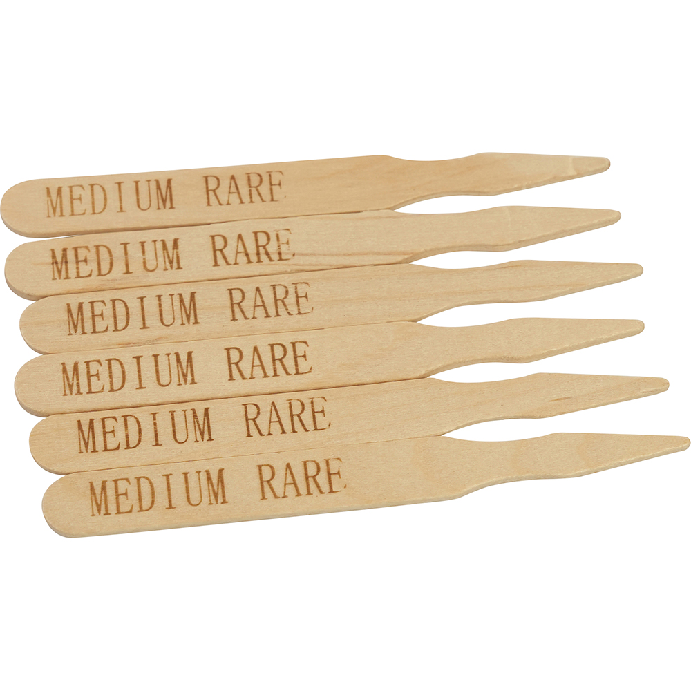 Compostable Wooden Steak Marker 90mm Medium Rare 100 Pack