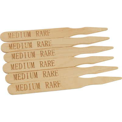 Compostable Wooden Steak Marker 90mm Medium Rare 100 Pack