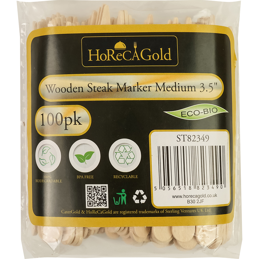 Compostable Wooden Steak Marker 90mm Medium 100 Pack