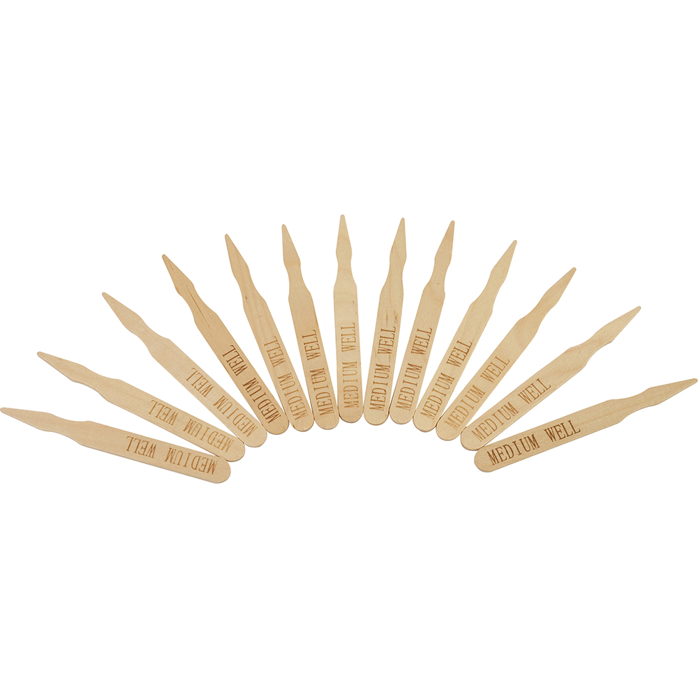 Compostable Wooden Steak Marker 90mm Medium Well 100 Pack