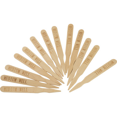 Compostable Wooden Steak Marker 90mm Medium Well 100 Pack