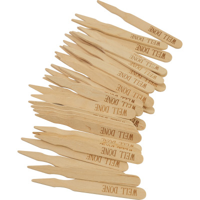 Compostable Wooden Steak Marker 90mm Well Done 100 Pack