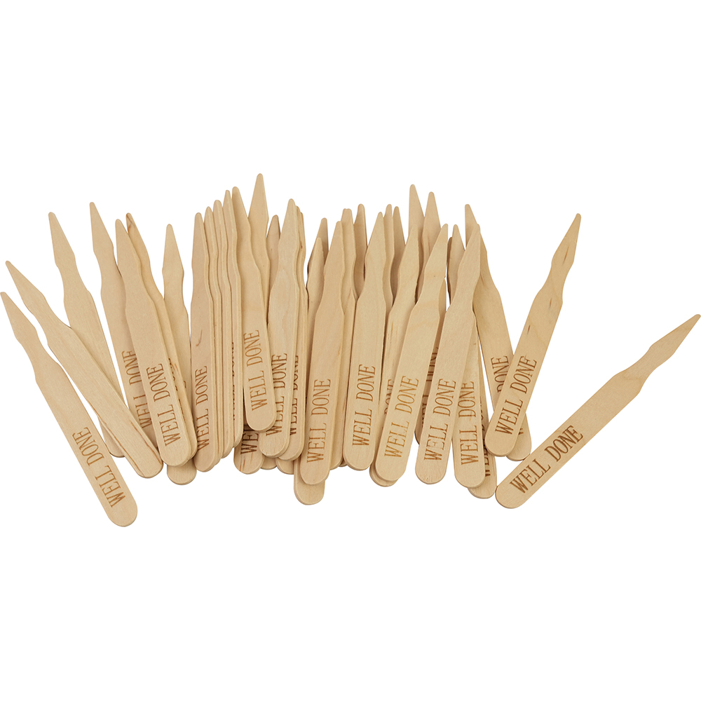 Compostable Wooden Steak Marker 90mm Well Done 100 Pack