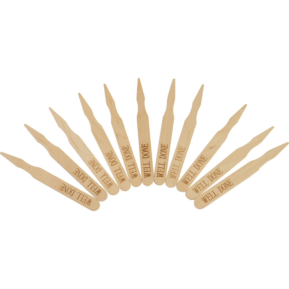 Compostable Wooden Steak Marker 90mm Well Done 100 Pack
