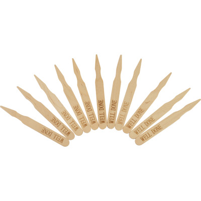 Compostable Wooden Steak Marker 90mm Well Done 100 Pack