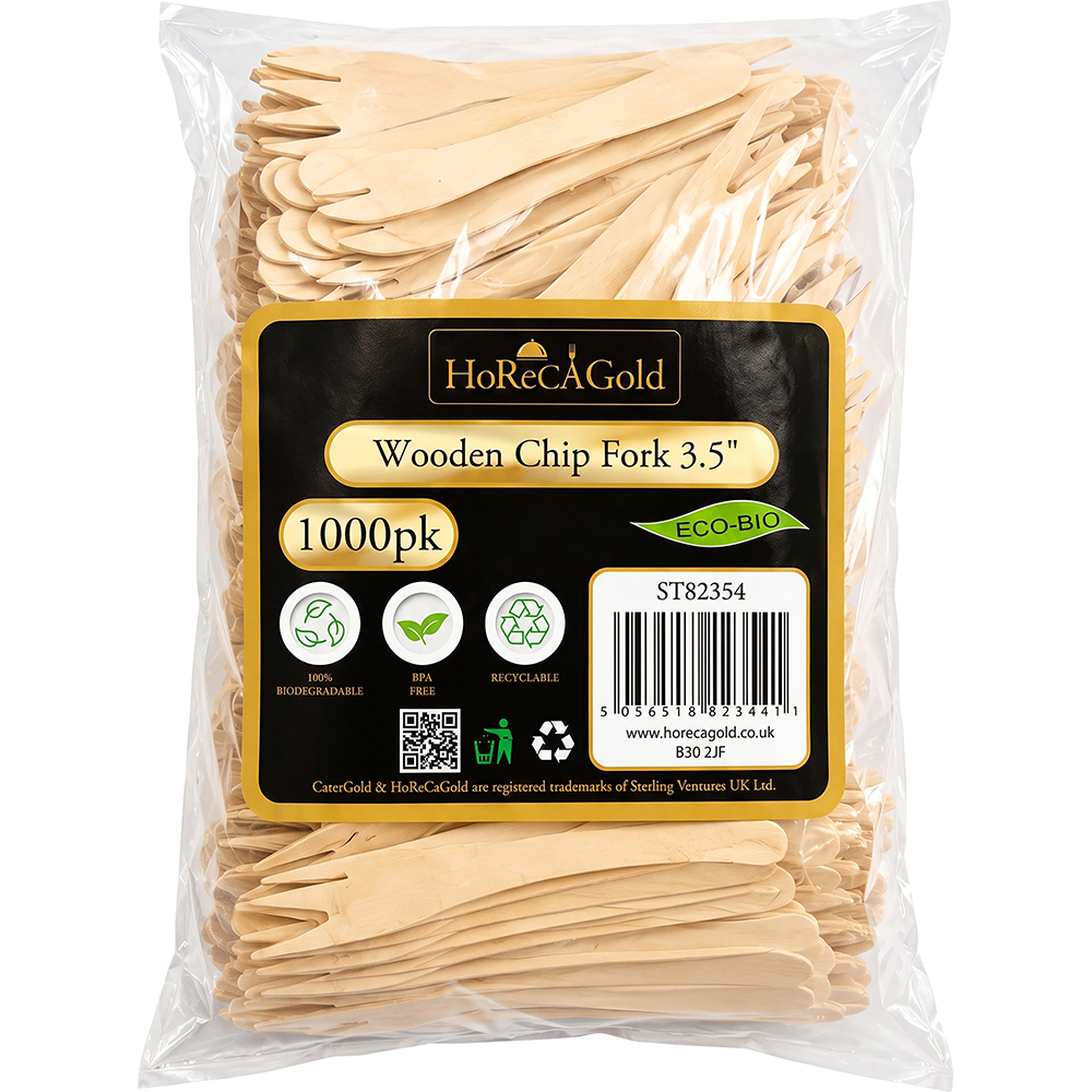 Compostable Wooden Chip Fork 85mm 1000 Pack