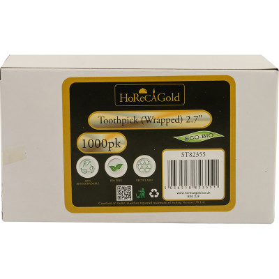 Compostable Wooden Tootthpick Single Paper Wrap 1000 Pack