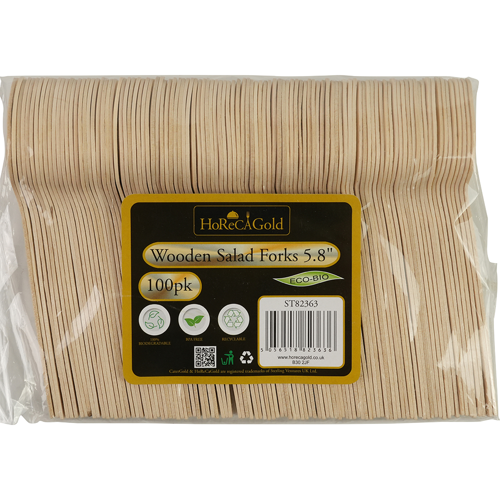 Compostable Wooden Salad fork 100 Pack