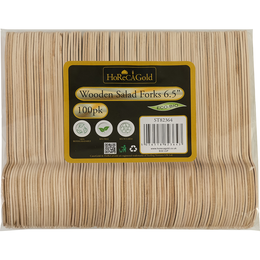 Compostable Wooden Salad fork 100 Pack