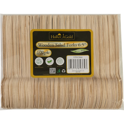 Compostable Wooden Salad fork 100 Pack