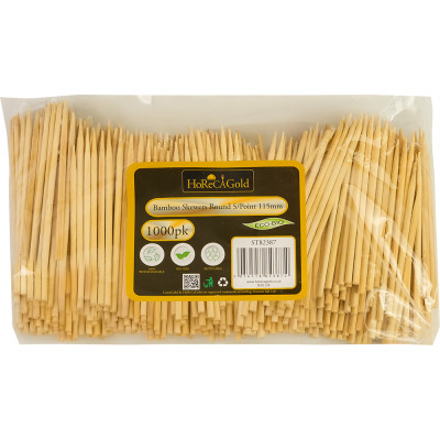 Compostable Bamboo Skewers Round S/Point 115mm 1000 Pack