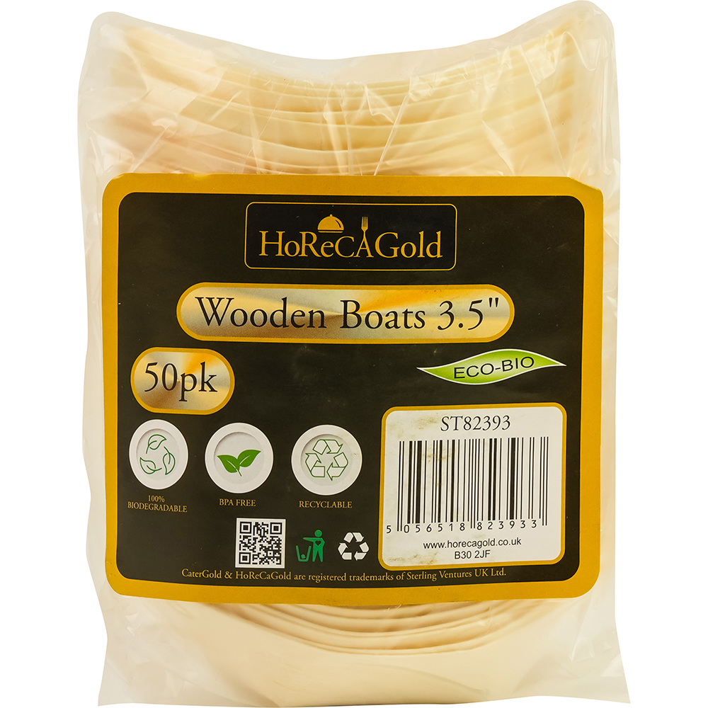 Compostable Wooden Food Serving Boats 3.5
