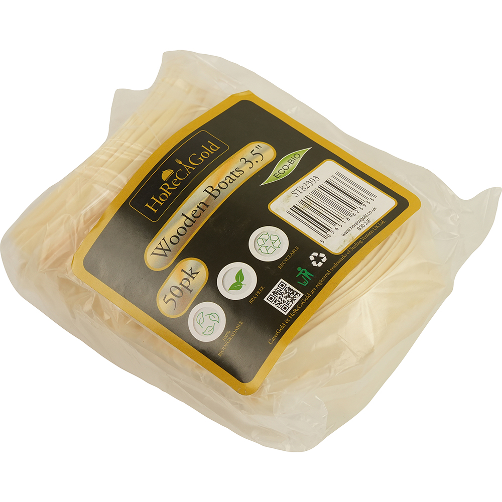 Compostable Wooden Food Serving Boats 3.5