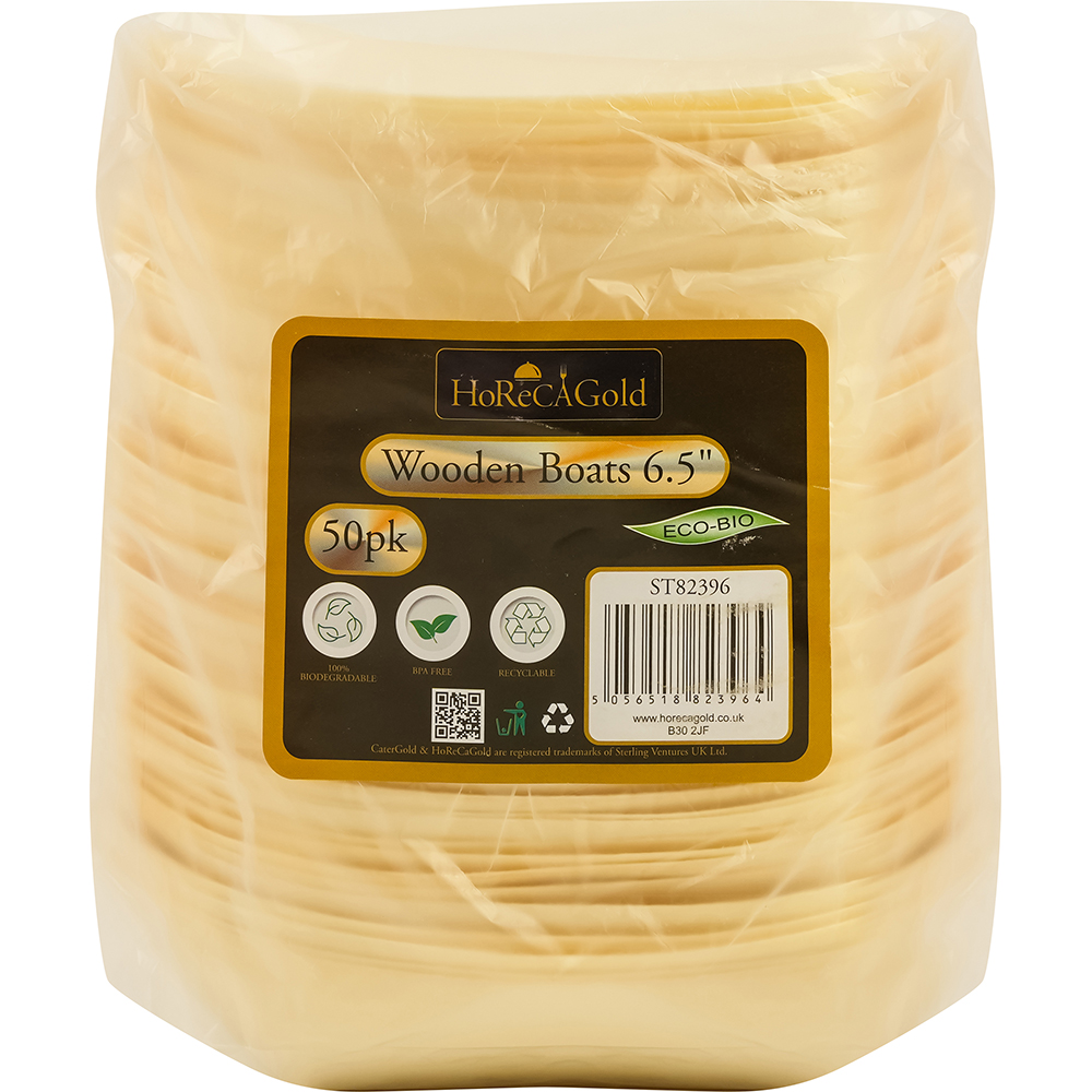 Compostable Wooden Food Serving Boats 6.5