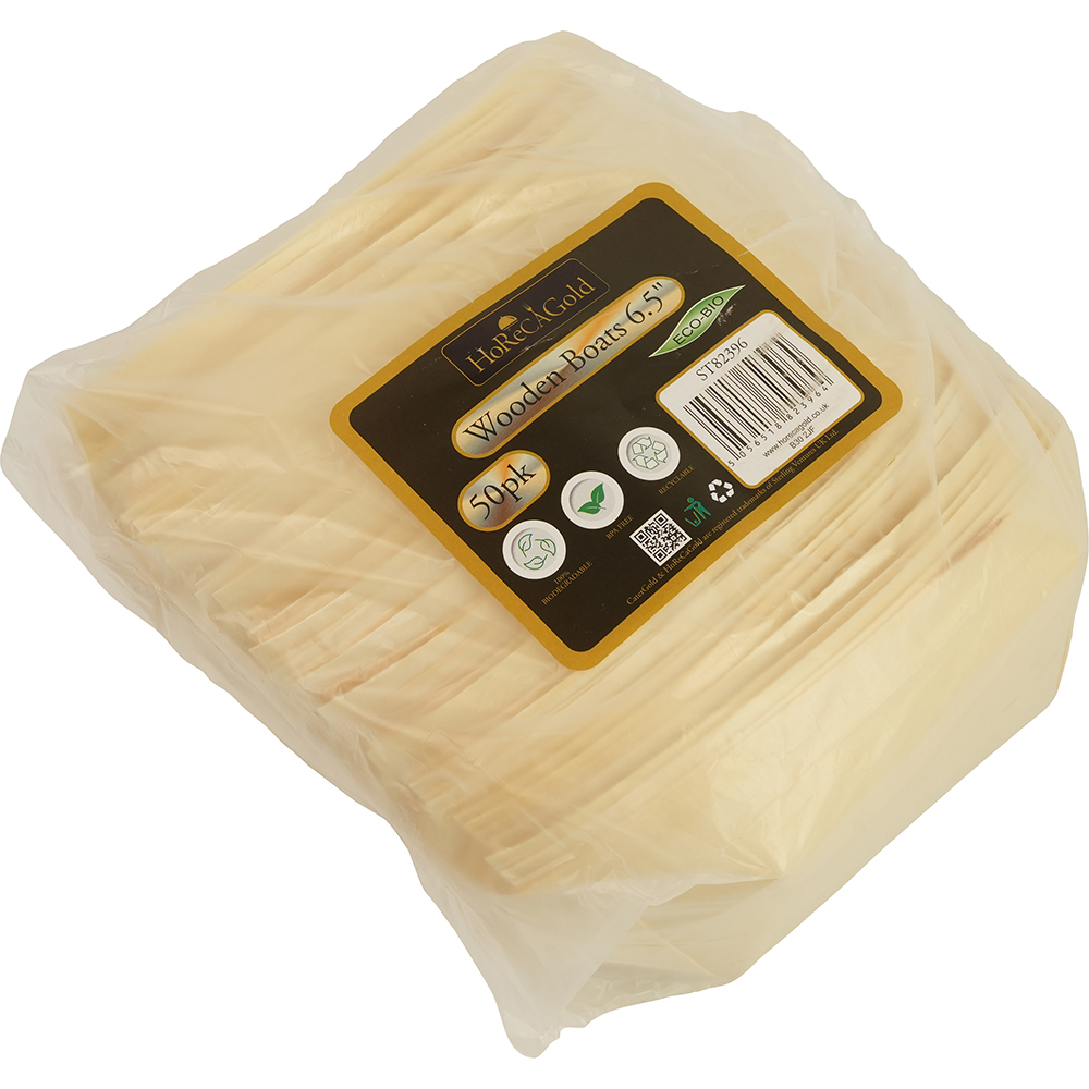 Compostable Wooden Food Serving Boats 6.5