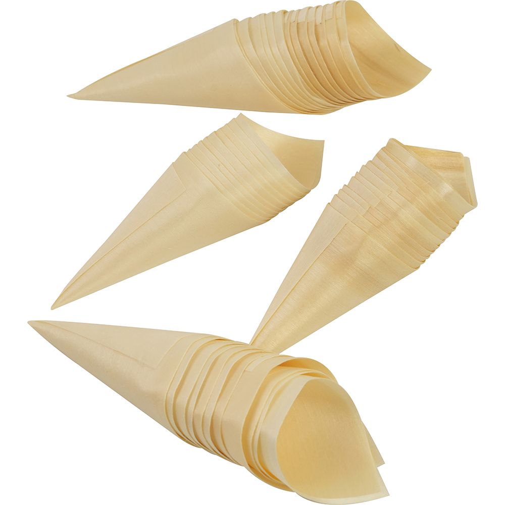 Compostable Wooden Food Serving Cone 85mm 50 Pack