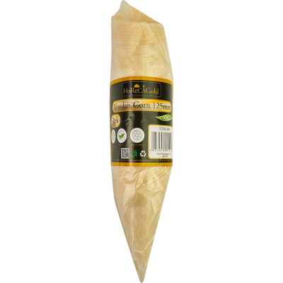 Compostable Wooden Food Serving Cones 125mm 50 Pack
