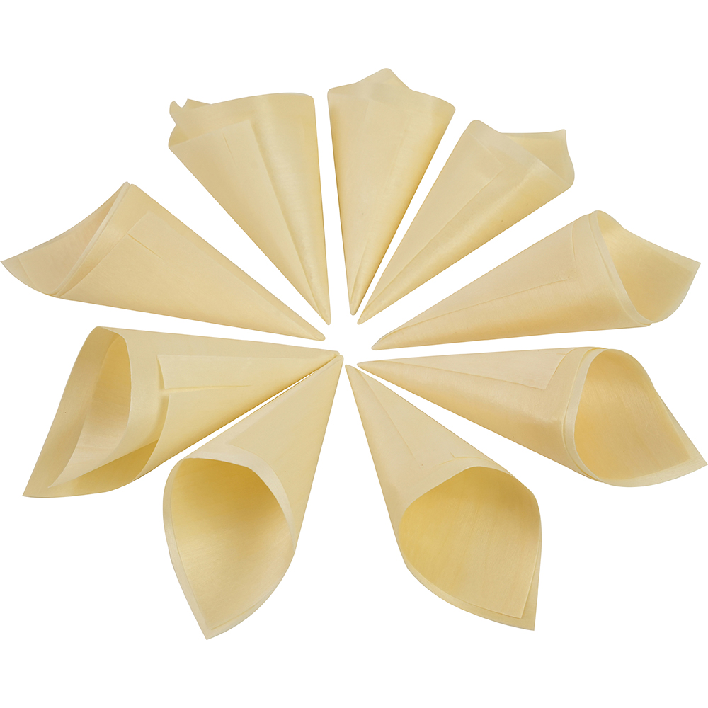 Compostable Wooden Food Serving Cones 125mm 50 Pack