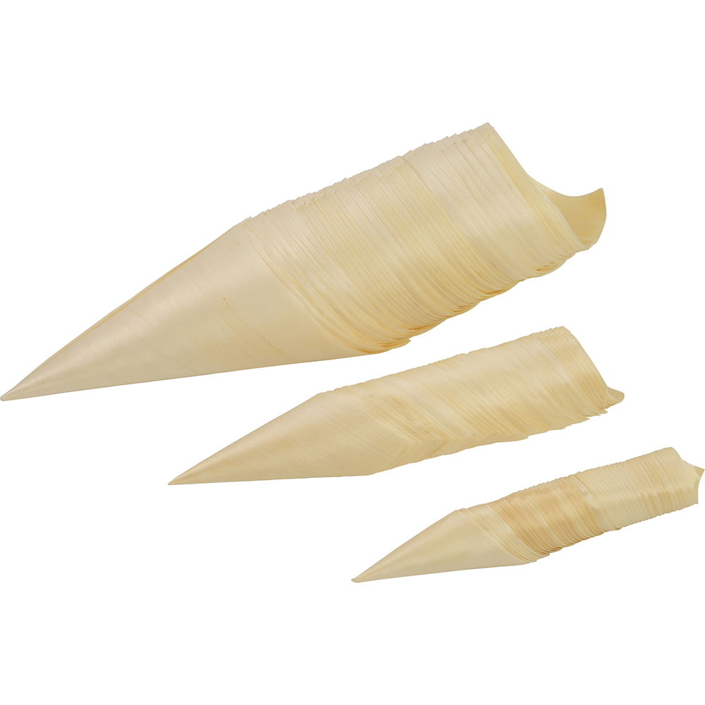 Compostable Wooden Food Serving Cone 180mm 50 Pack