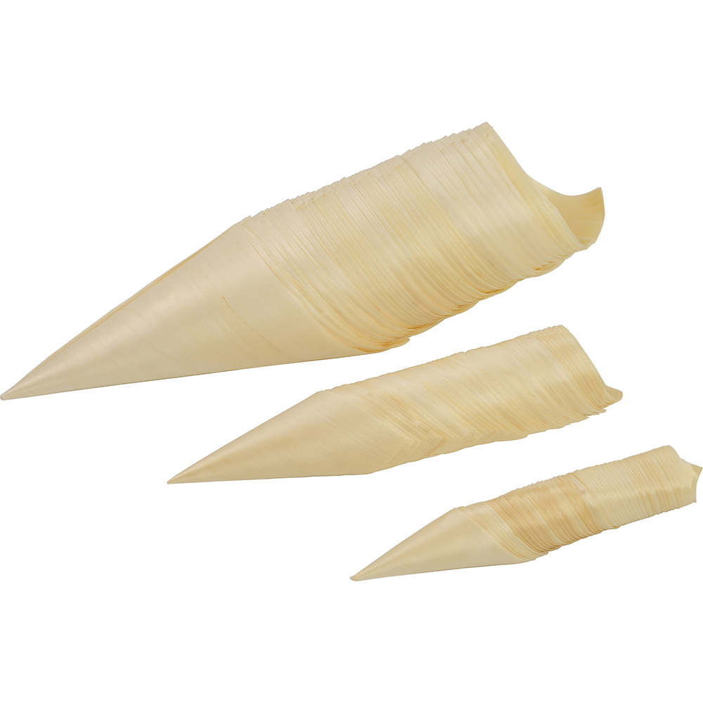 Compostable Wooden Food Serving Cone 240mm 50 Pack