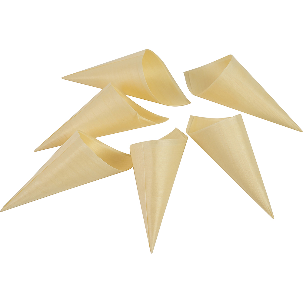 Compostable Wooden Food Serving Cone 240mm 50 Pack