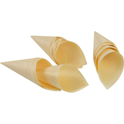 Compostable Wooden Food Serving Cone 240mm 50 Pack