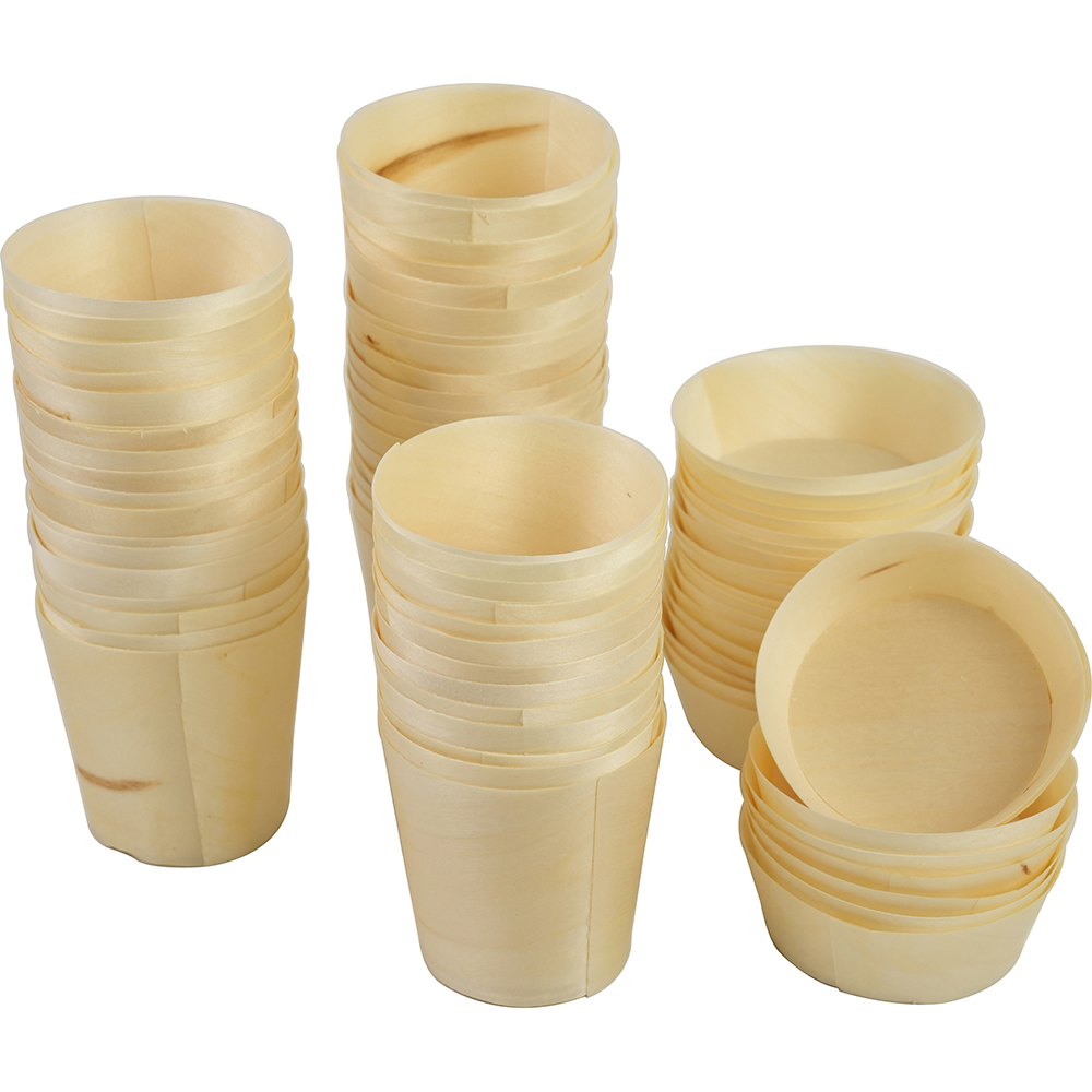 Compostable Wooden Food Serving Cups 50ml 50 Pack