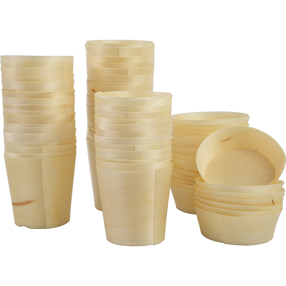 Compostable Wooden Food Serving Cups 50ml 50 Pack