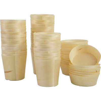 Compostable Wooden Food Serving Cups 50ml 50 Pack
