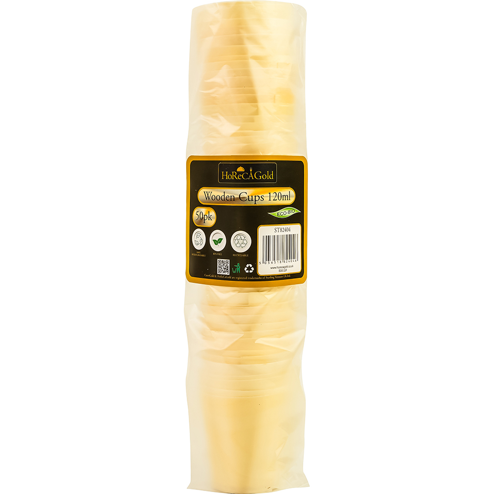 Compostable Wooden Food Serving Cups 130ml 50 Pack